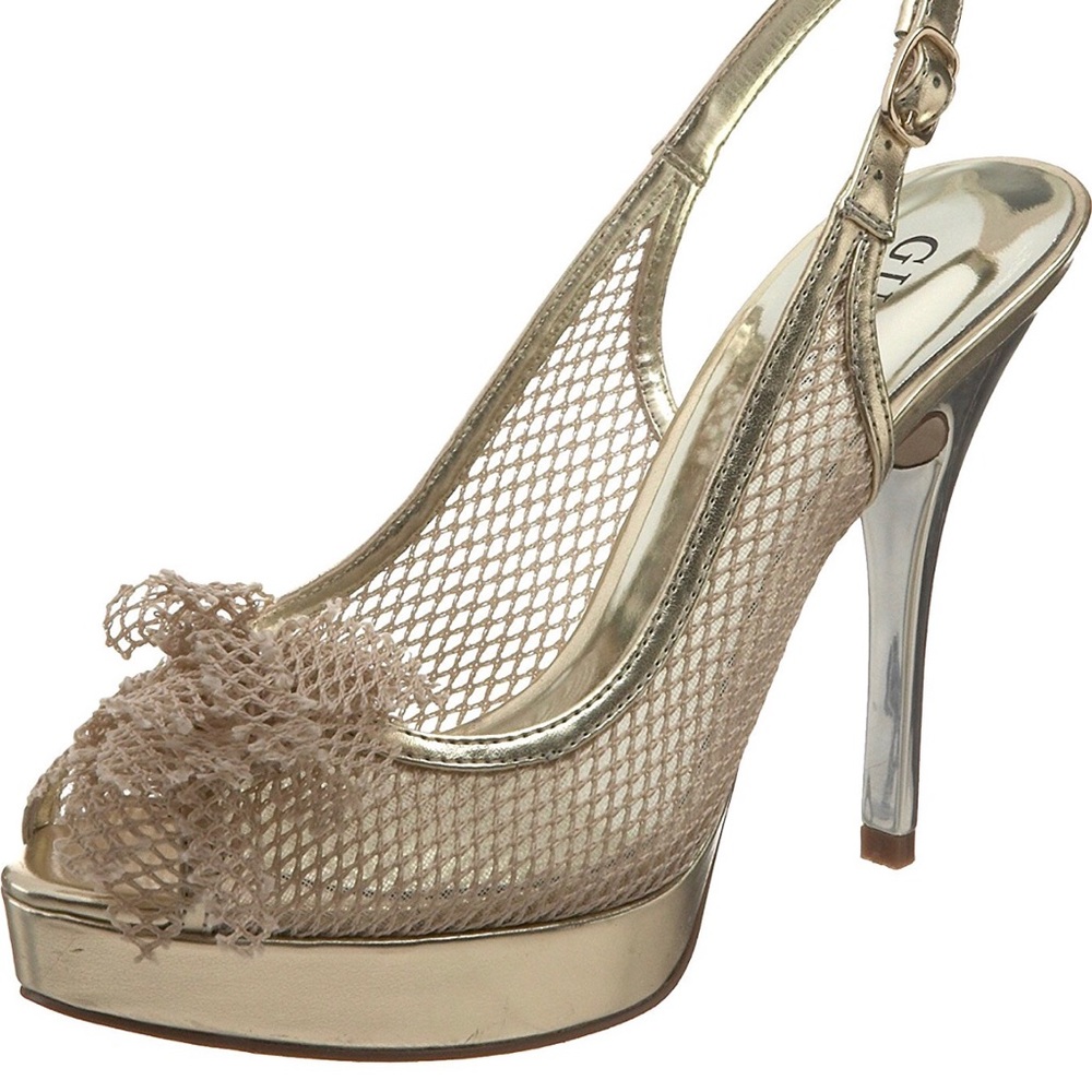 Guess gold open toe net sandals 8M